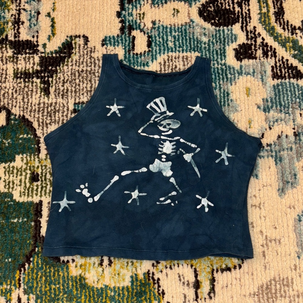 Blue Skeleton Graphic Tank Top